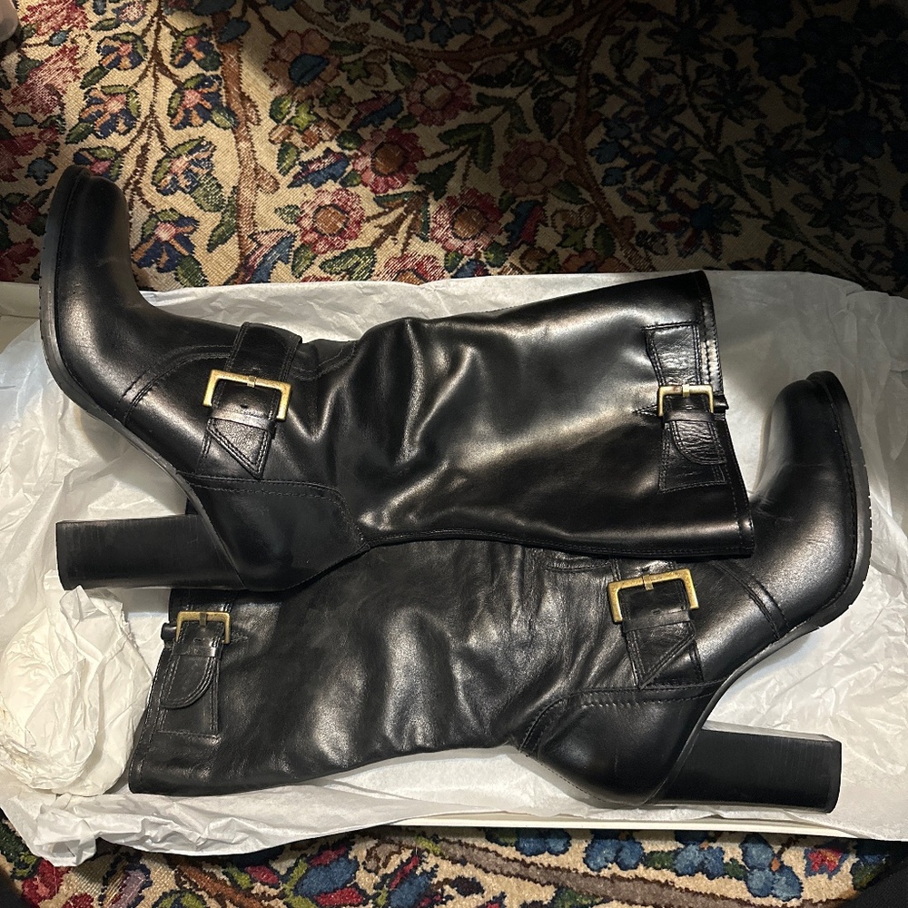 BP Julius Lea Black Leather Healed Boots Size 10M